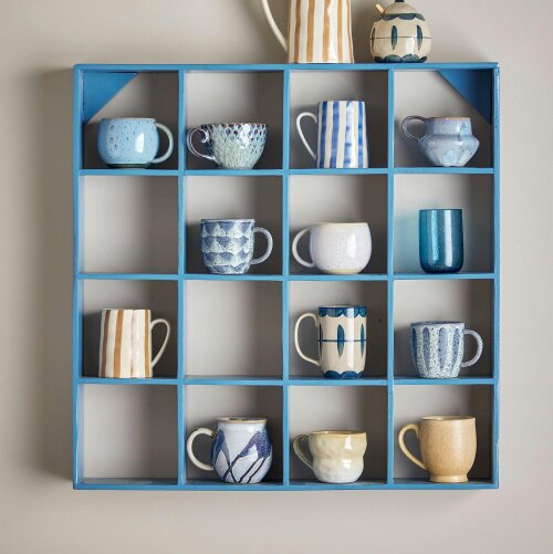 Love Frankie Striped Stoneware Mug in Cornflower