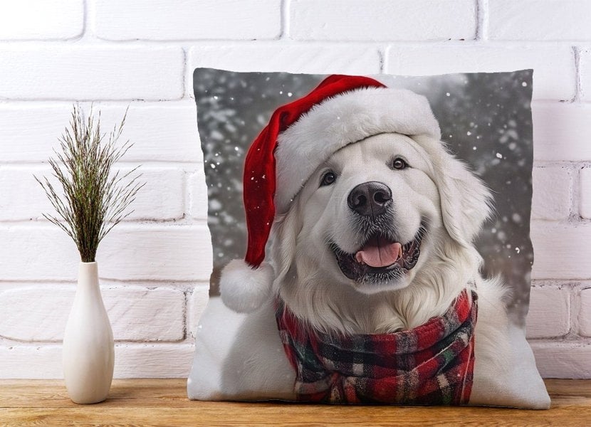 Warren Reed Christmas White Newfoundland Cushion