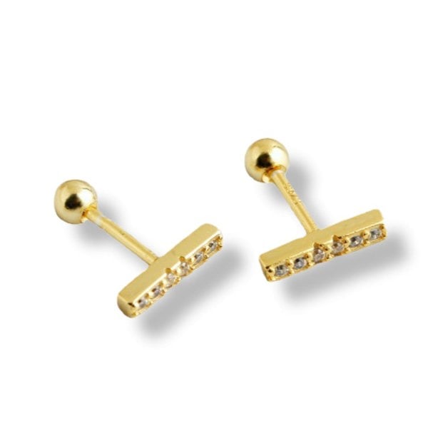 Gold Trip Tiny Line Barbell Earrings