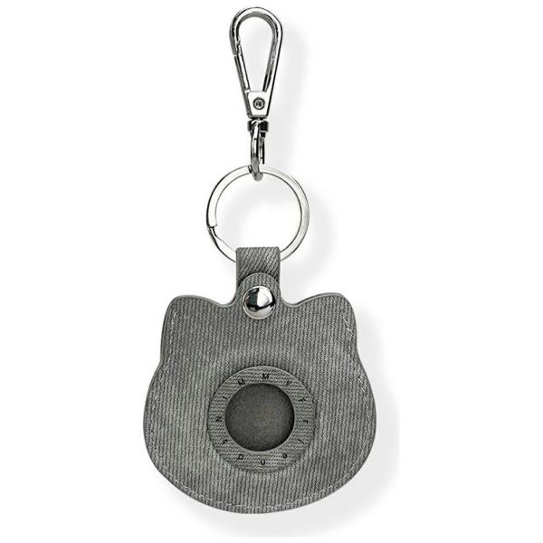 Nimmy Friends Nimmy Big Eye Cute Pet Silver Shaded Cat Face Airtag Keychain Grey - N-XDY-YSK-023