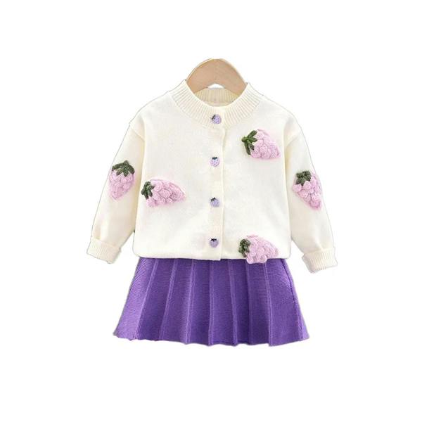 Cinda Strawberry Cardigan and Skirt Set