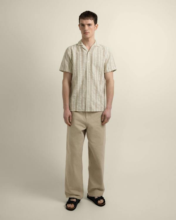Larsson & Co Aric - Jacquard Stripe Short Sleeve Shirt