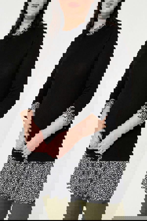 Black | Curve Layered Ruffled Shirt Jumper Top