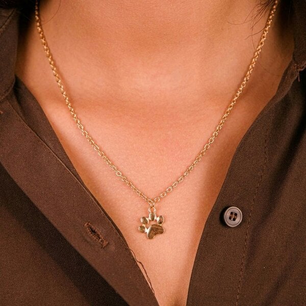 The Colourful Aura Silver Gold Cat Paw Dog and Kitten lovers Animal Footprint Pendant Necklace