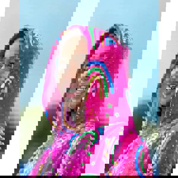 Zoggs Rainbow Magenta Kids Poncho Hooded Towel Robe - Pink