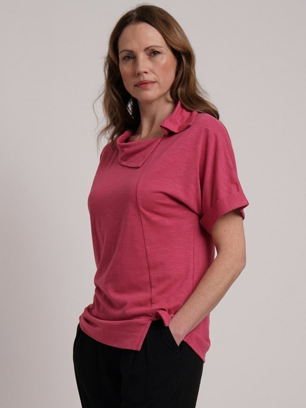 VIZ-A-VIZ Split Drape Neck Top