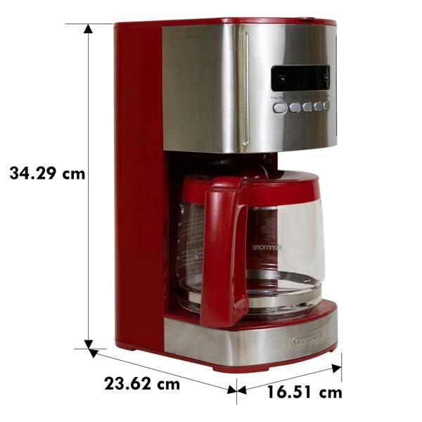 Kenmore 12-Cup Filter Coffee Machine 1.8L Programmable Timer Drip Coffee Maker Red