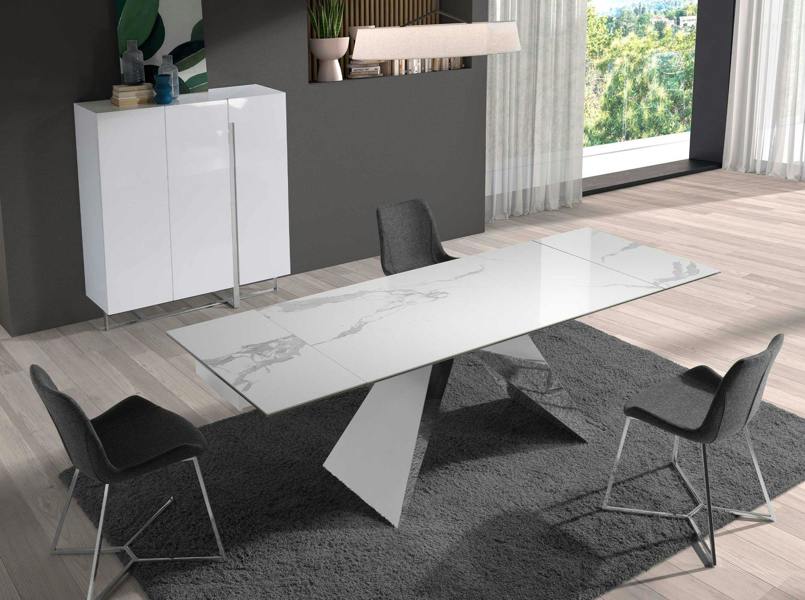 Angel Cerdá White Wood and Chrome-plated Steel Tall Sideboard 3053