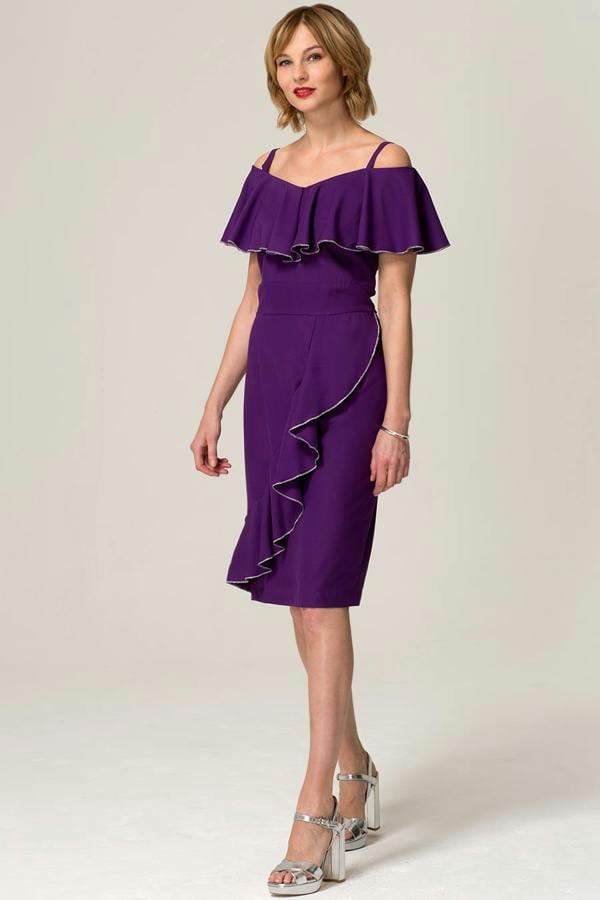 HotSquash Metallic Trimmed Bardot Dress
