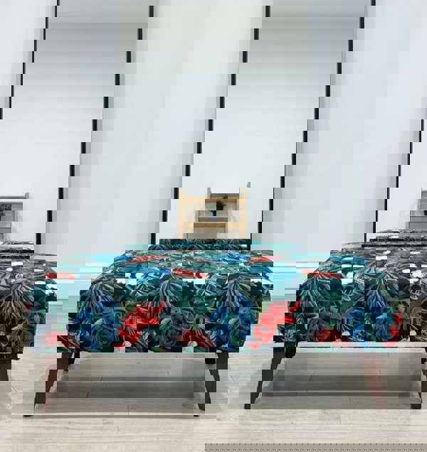 Blue jungle floral footstool pouffe footrest table or coffee table - ISTOOLS