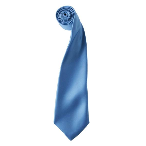 Premier Mens Plain Satin Tie (Narrow Blade) - Mid blue