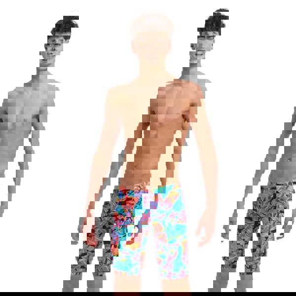 Funky Trunks Boys Leaving Today colorful tropical leaf swim jammers