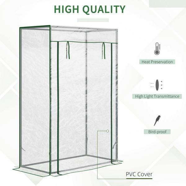 Dyzi 100x50x150cm Walk-In Greenhouse Steel Frame PVC Cover Green
