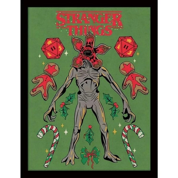 Stranger Things Demogorgon Christmas Poster - Green/Red/Grey