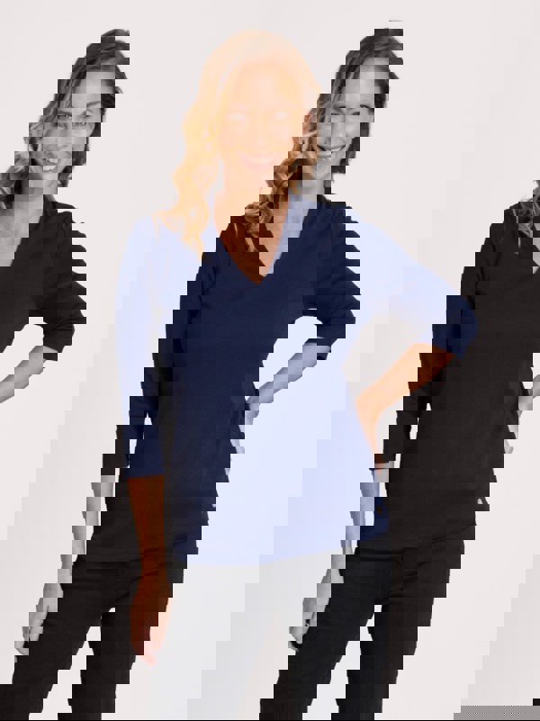 PennyPlain High Back V-neck Top - French Navy