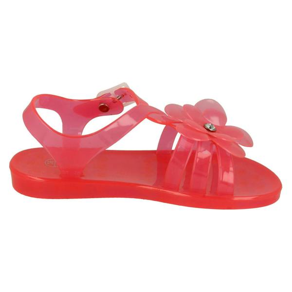 Spot On Girls Spot On Flat Strappy T Bar Flower Trim Sandal