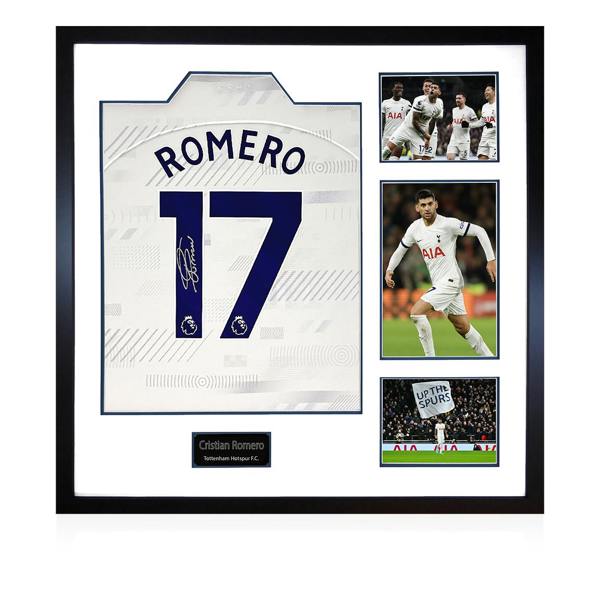 Cristian Romero Signed Tottenham Hotspur Shirt Elite Frame