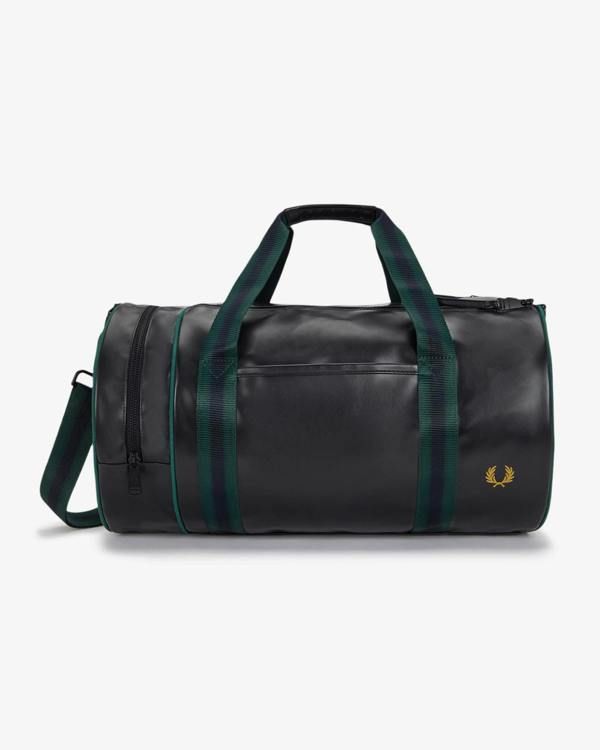 Fred Perry Recycled Polyester Classic Barrel Bag - Navy/Grassroots 83A | CHO | Designer Mens Bags