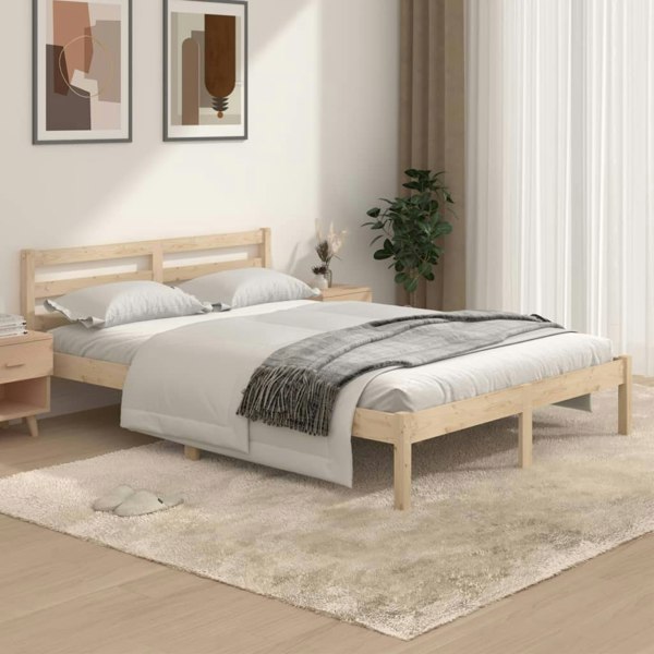 Berkfield Bed Frame Solid Wood Pine 135x190 cm Double