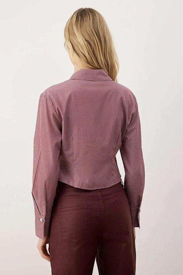 WOVCOR Striped Shirt with Silver Button Detail