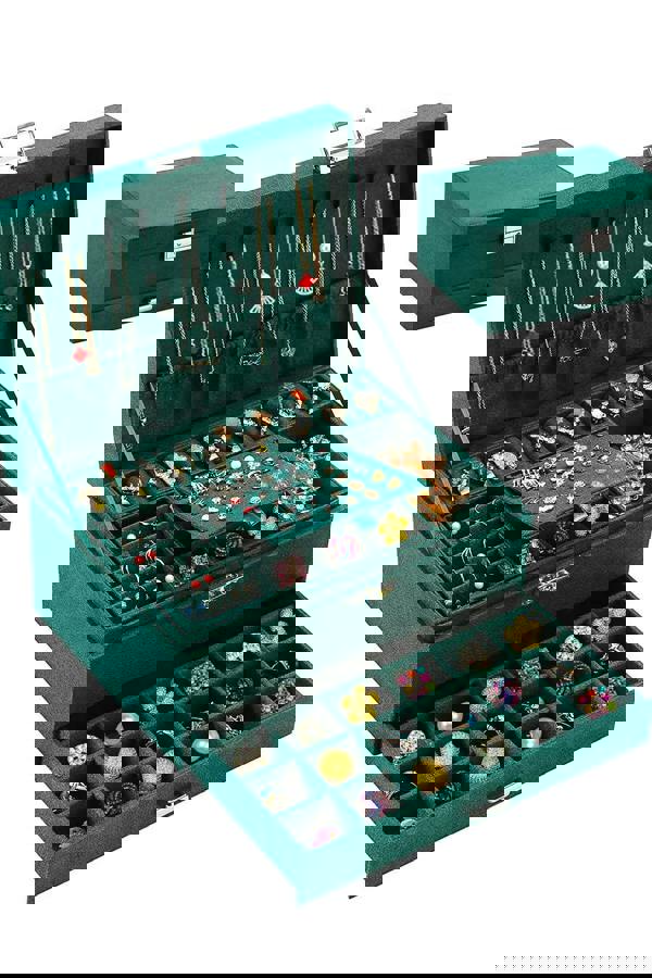 Living and Home 3-Tier Dark Green Jewelry Box with Lock