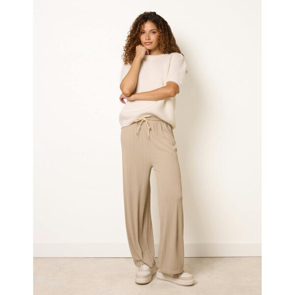 Blue Vanilla Ribbed Wide Leg Trousers