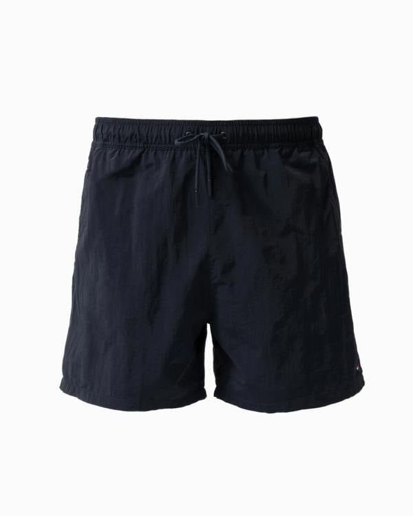 front of Tommy Hilfiger Solid Mens Drawstring Swimming Shorts in Desert Sky