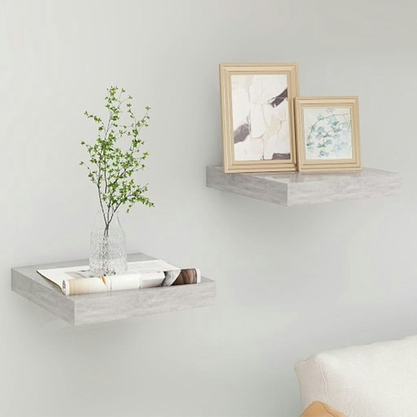 Berkfield Floating Wall Shelves 2 pcs Concrete Grey 23x23.5x3.8 cm MDF