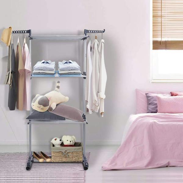 HYGRAD BUILT TO SURVIVE HYGRAD® Clothes Drying Rack 3 Tier Clothes Dryer Stand Foldable Laundry Clothes Rack Organiser UK (Grey)