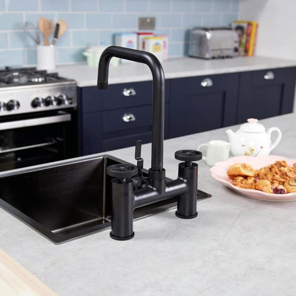Flode kraft | Industrial Bridge Style 3 in 1 Instant Boiling Tap | Matt Black Finish