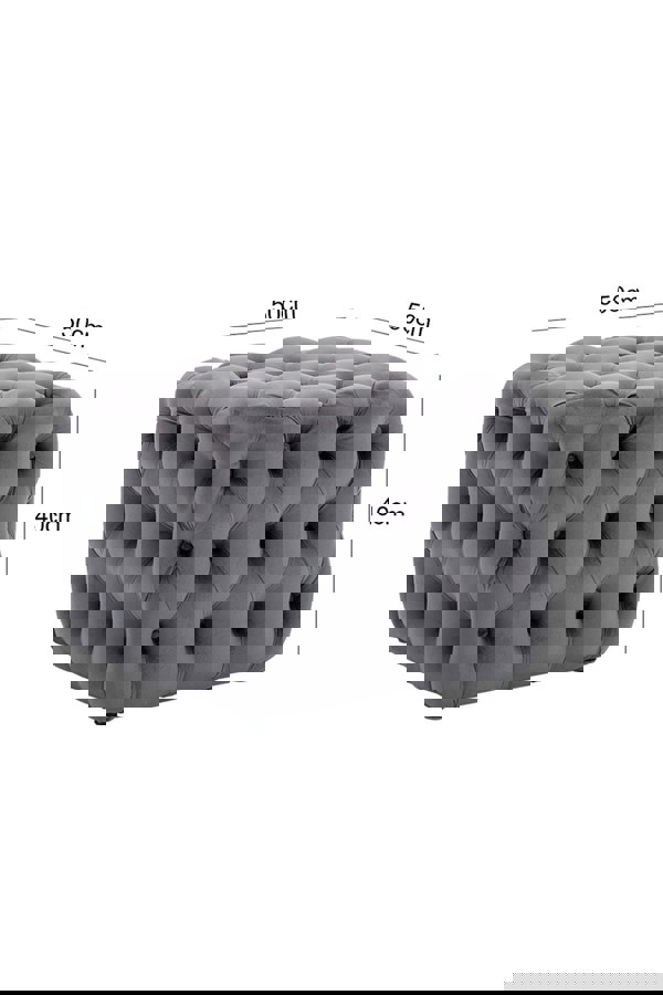 Living and Home Velvet Upholstered Buttoned Footstool