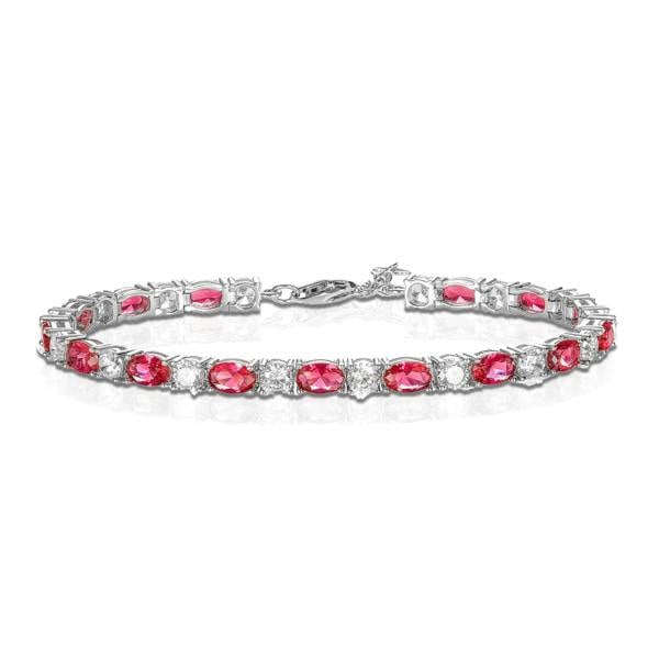 namana 4mm Wide Red Tennis Bracelet for Women in 925 Sterling Silver
