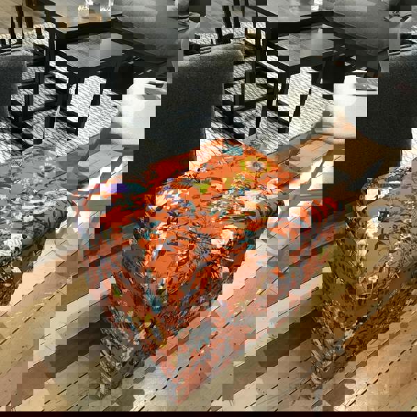 Small square handmade floor footstool deep buttoned tufting UK