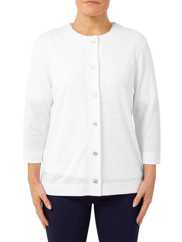 PennyPlain Front Button Cardigan - White