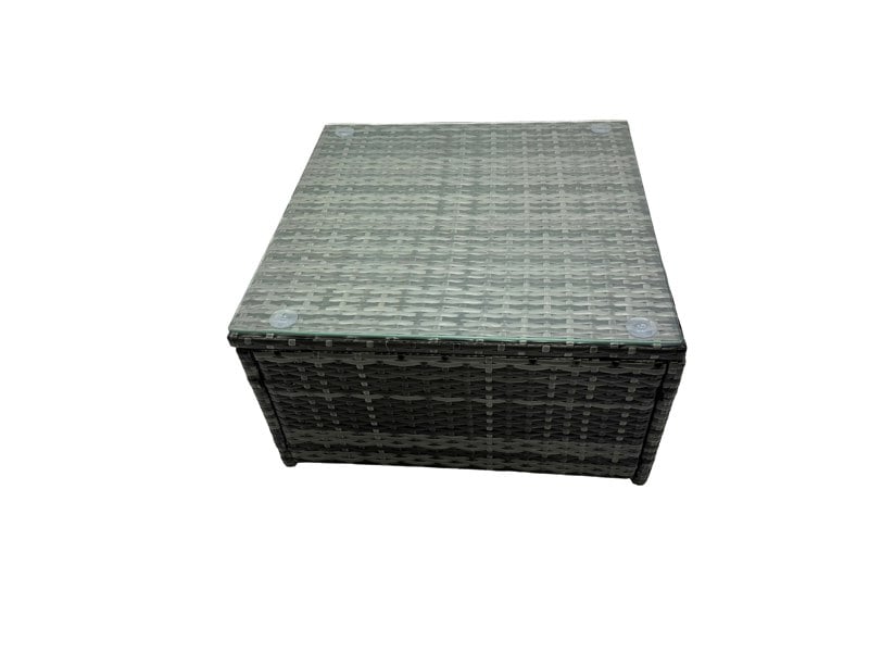 Fimous PE Rattan Garden Furniture Set Lounge Double Seat Sofa Coffee Table Set with 2 Side Tables Dark Grey Mixed