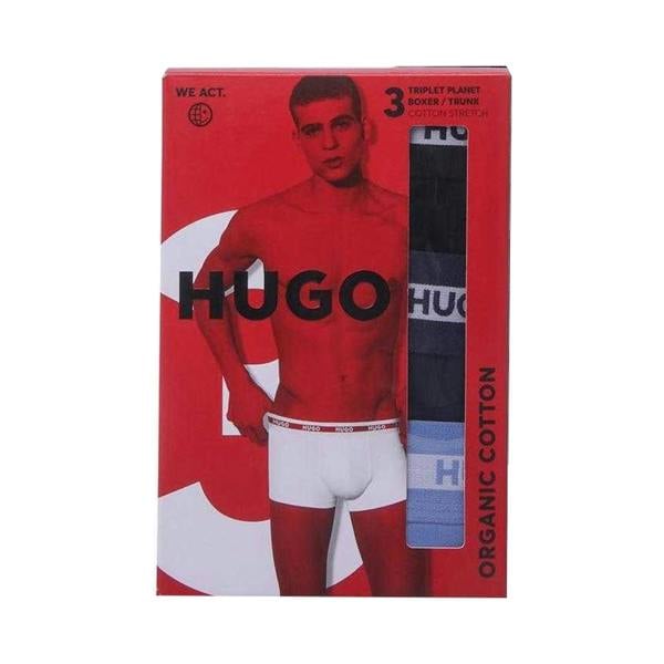 Hugo Mens Striped Boxer Shorts (Pack of 3) - Black/Navy/Blue - 