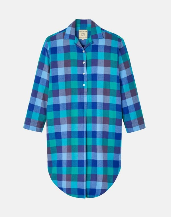 Women's Brushed Cotton Nightshirt – Blue Shire Square - British Boxers