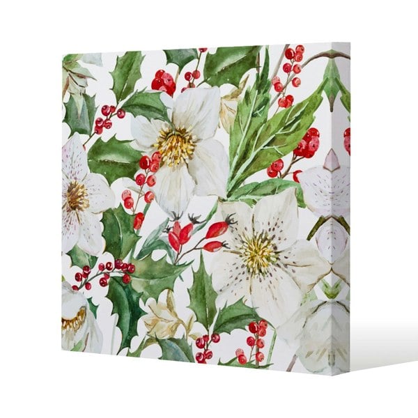 Benjamin Tate Design Watercolour Christmas pattern Slim Style Canvas Print  90x90cm , 15mm Slim Real wood.