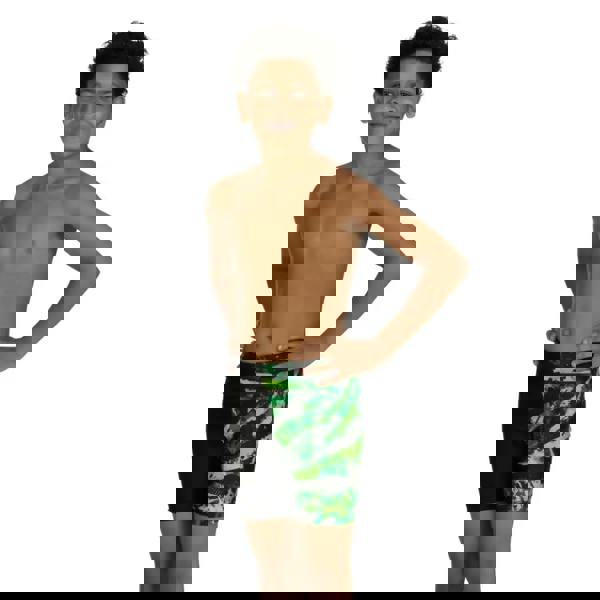 Zoggs Boys Greengame Mid Swim Jammer - Black/Green