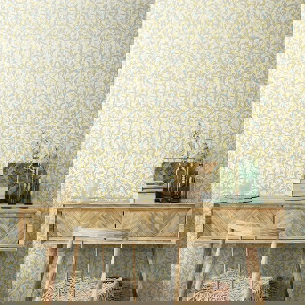 Hoopla Walls Floral Trail - Sky & Apple 10m Wallpaper