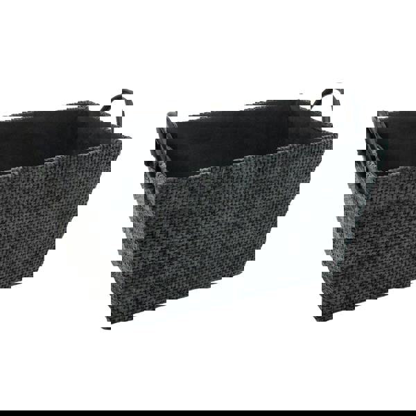 JVL Metro Rectangular Fabric Storage Baskets with Handles for Home Organisation, Black