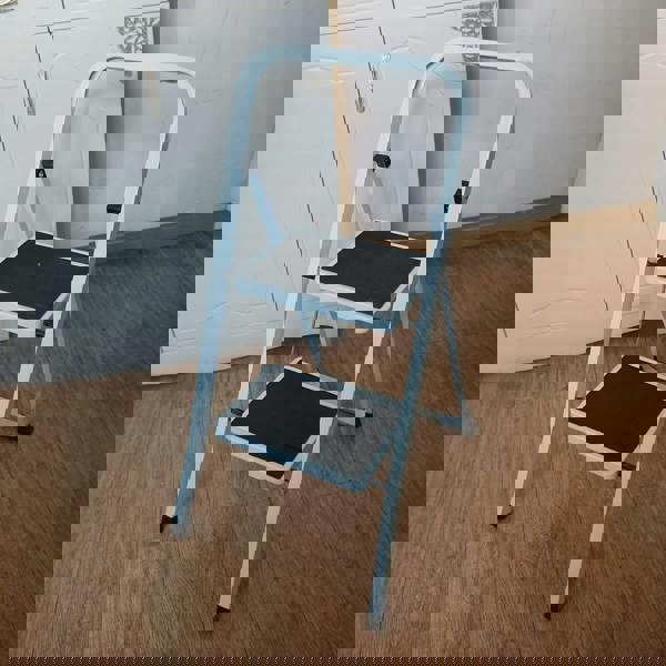 Gr8 Home 2 Step Ladder Folding Stool Non Slip Tread Heavy Duty Steel Foldable Home DIY