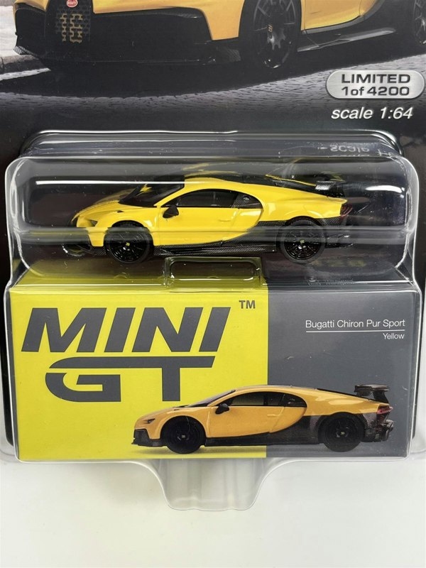 Mini GT Bugatti Chiron Our Sport Yellow LHD 1:64 Scale Mini GT MGT00428MJ