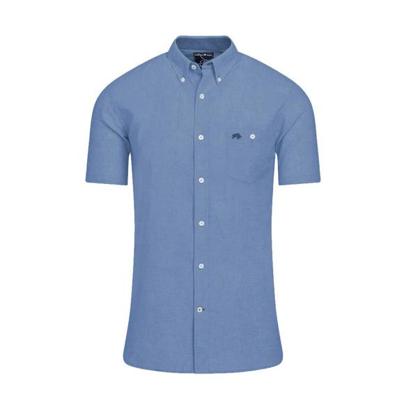 Raging Bull Mens Linen Short-Sleeved Shirt (Pack of 2) - Chambray/White - 