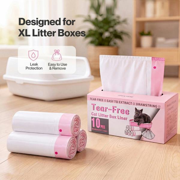 Skylos Cat Litter Bags Auto Scoop Bin Liners Heavy Duty Drawstring 30/40/120 Pack