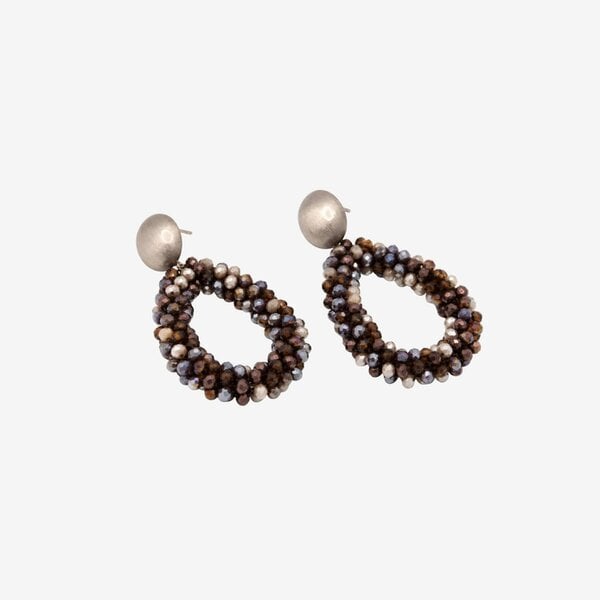 Uchi & Soto Hanabi Grey Glass Bead Statement Earrings