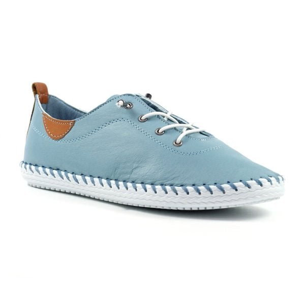 Lunar Women's St Ives Leather Plimsolls - Light Blue