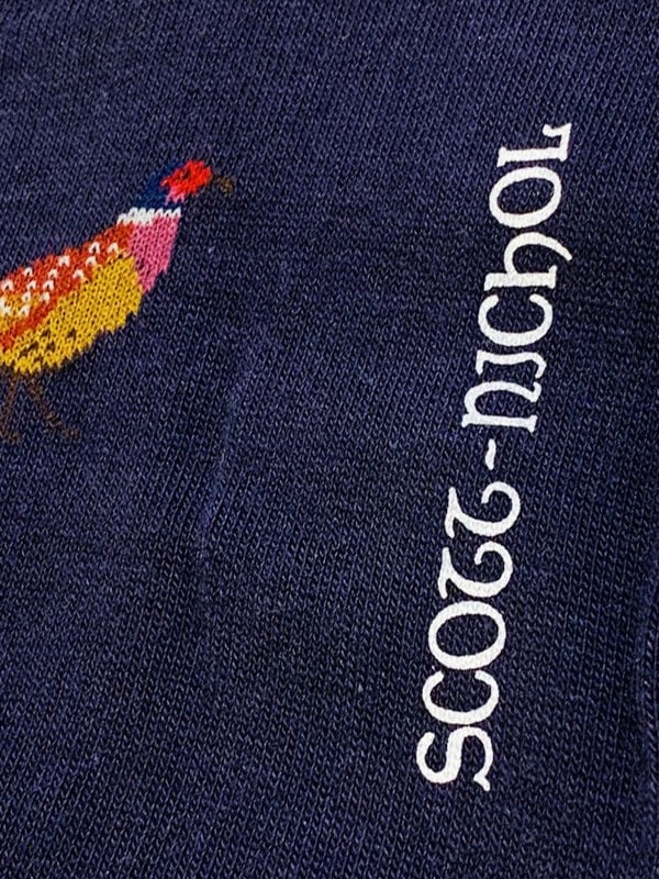 PHEASANT MOTIF SOFT COTTON SOCKS – NAVY