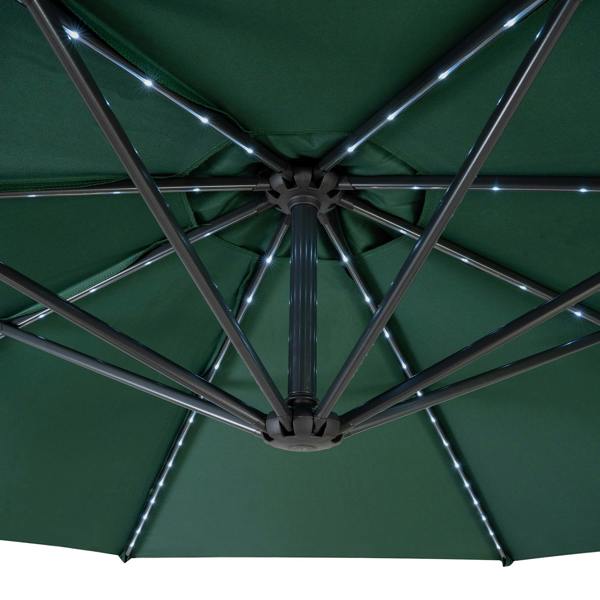 Jardi LED Cantilever Parasol 3m With Square Base – Green
