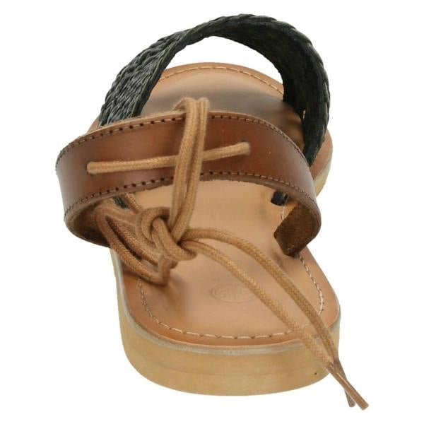 Leather Collection Ladies Leather Collection Flat Weaved Mule Sandals